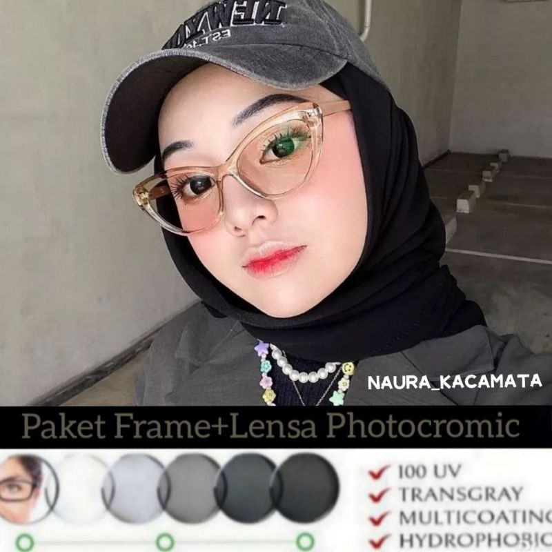 Kacamata Cat Eye|kacamata minus|Kacamata Photocromic kode 1002
