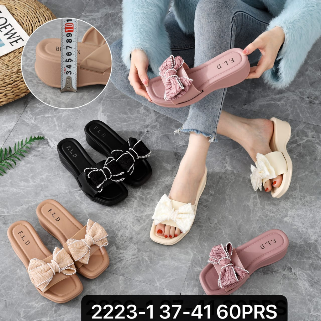 Sandal Wedges Wanita Selop Pita Mutiara ImportTerbaru