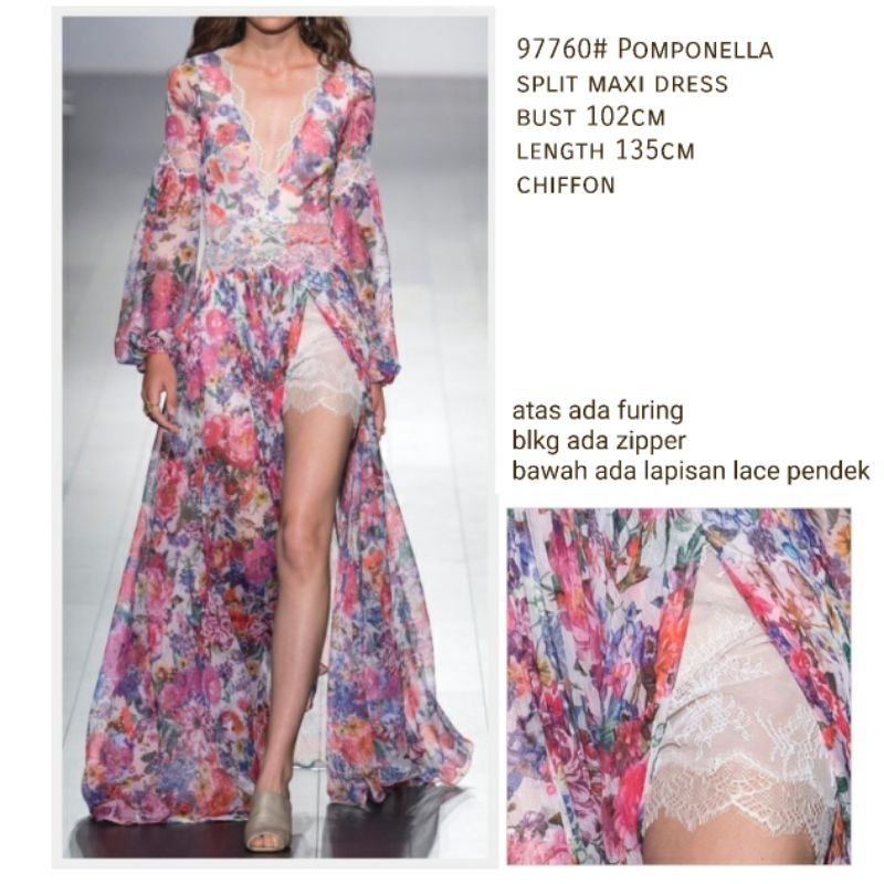 MDLV ~ 97760# Pomponella Slip Maxi Dress