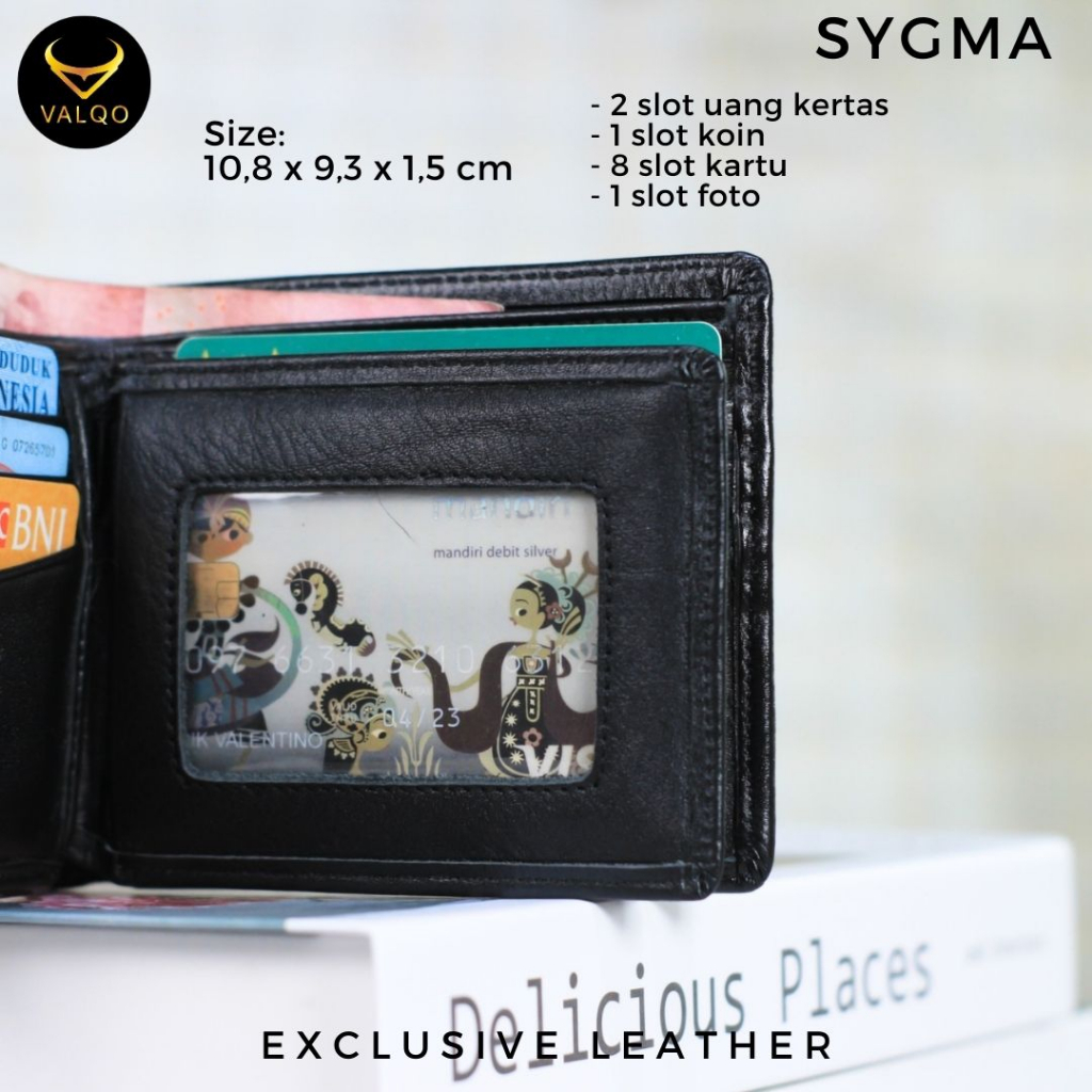 [VALQO] SYGMA Dompet kulit Sapi Pria Laki Cowok Lipat Kartu Foto Koin bisa COD