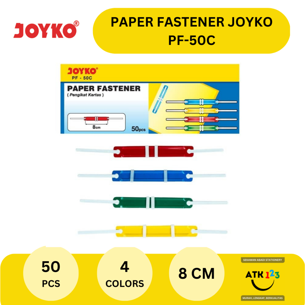 Acco Paper Fastener / Snelhetcer Joyko Plastik Warna Isi 50 pcs