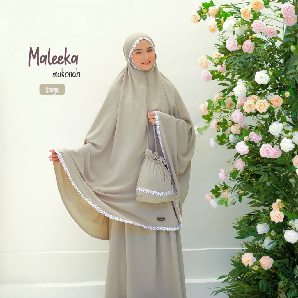 Riskirich Maleeka Mukenah Dewasa Traveling 2in 1 Style Bahan Crinkle Premium Anti Kusut