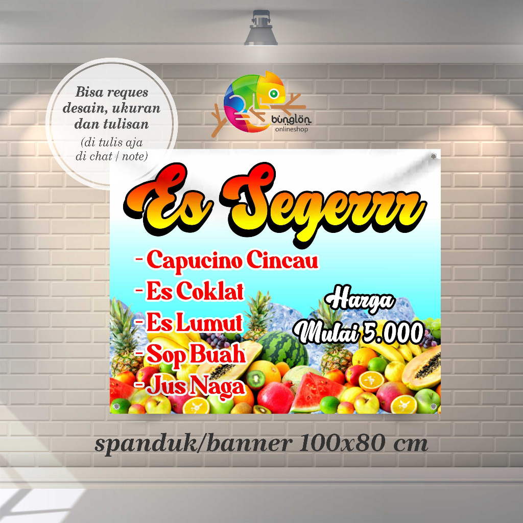 100x80 Spanduk Banner Es Coklat, Es Lumut, Sop Buah, Jus