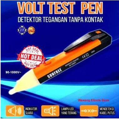 Tespen Bunyi Sunfree Tanpa Kontak Alat Untuk Mendeteksi Arus Listrik Kabel Putus Tengah Test Pen Suara Cek Aliran Non Contact