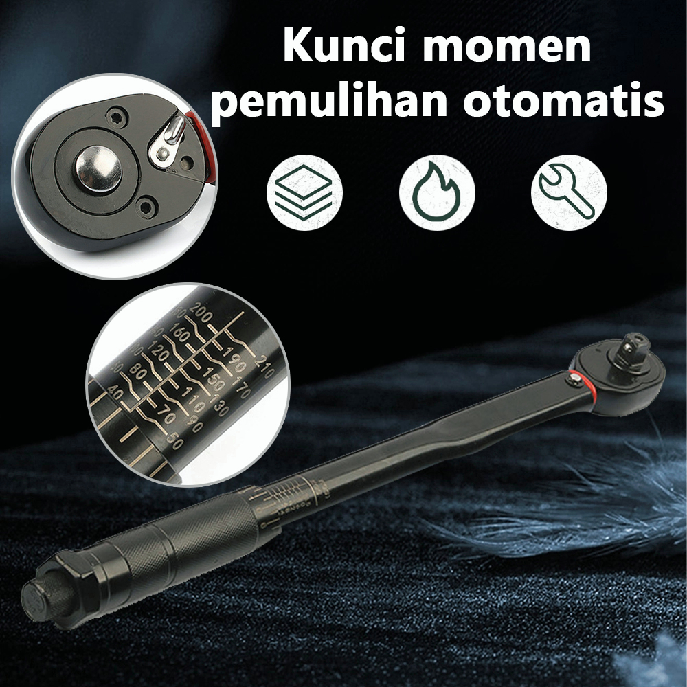 ✦Ready ya,cod✦ Kunci Sok Set 1/4 1/2 Torsi Preset Torsi Kunci Pas Drive Alat 5-210 Nm Preset Kunci T