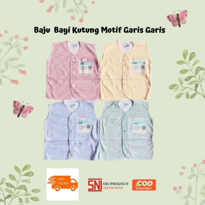 Baju bayi kutung buntung motif garis Arella