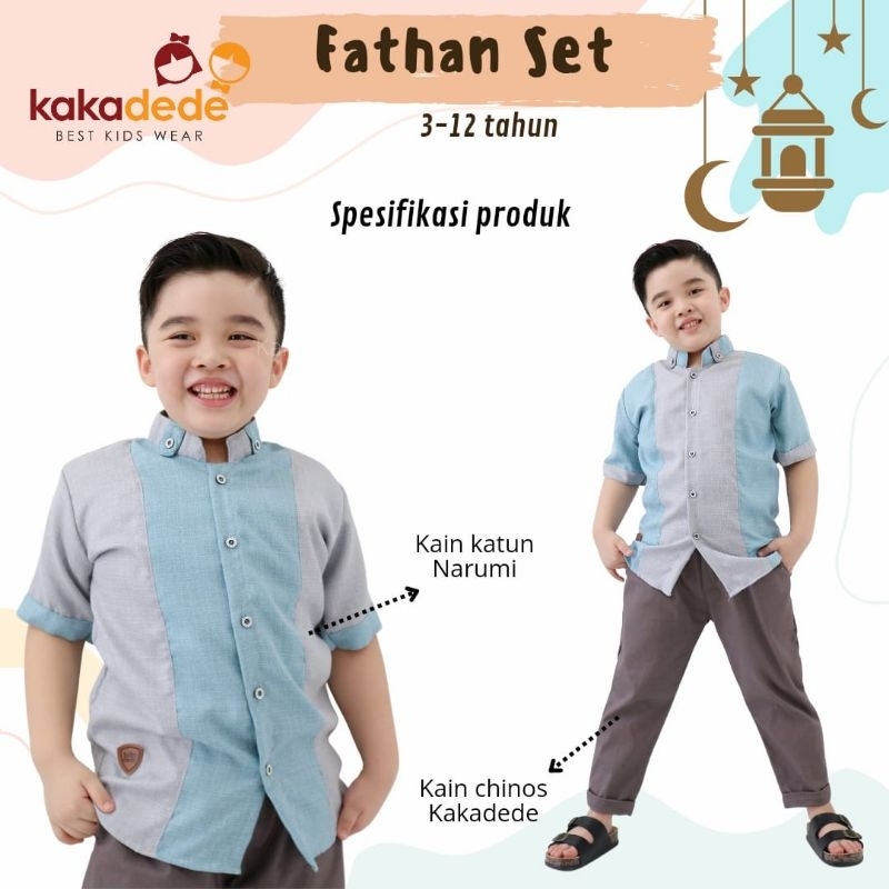 Fathan set size smlxlxxlxxxl 3-12 tahun set kemeja koko kakadede