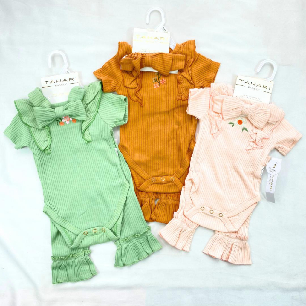 JUMPER SET - 3in1 setelan bayi perempuan 0-9 bulan baju baby cantik korean imut dan lucu import