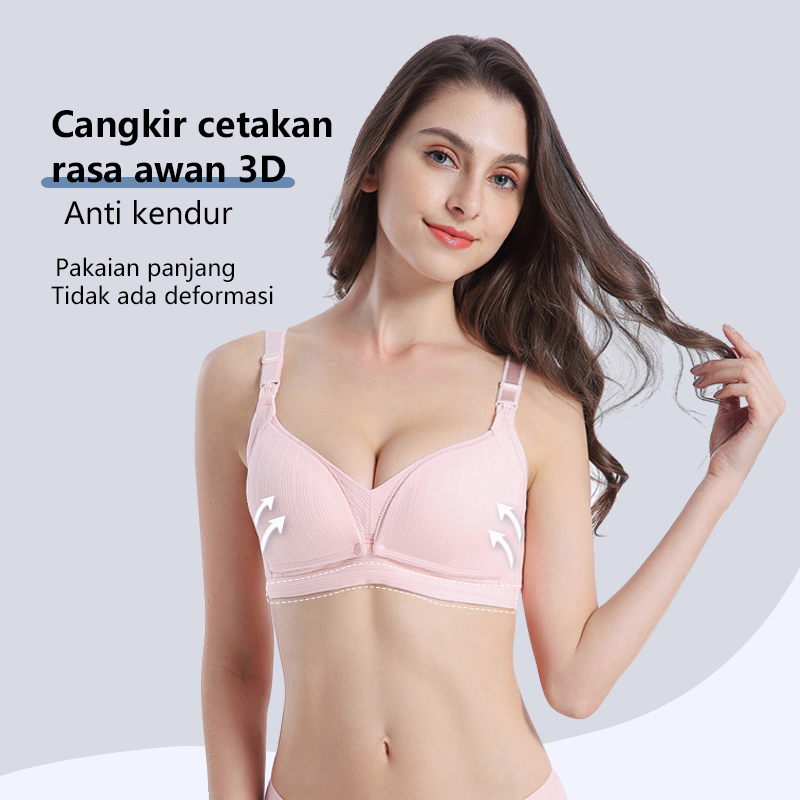 Push Up BH Menyusui Tanpa Kawat Kancing Depan Maternity Bra Nursing Bra Wireless Bahan Katun Busa