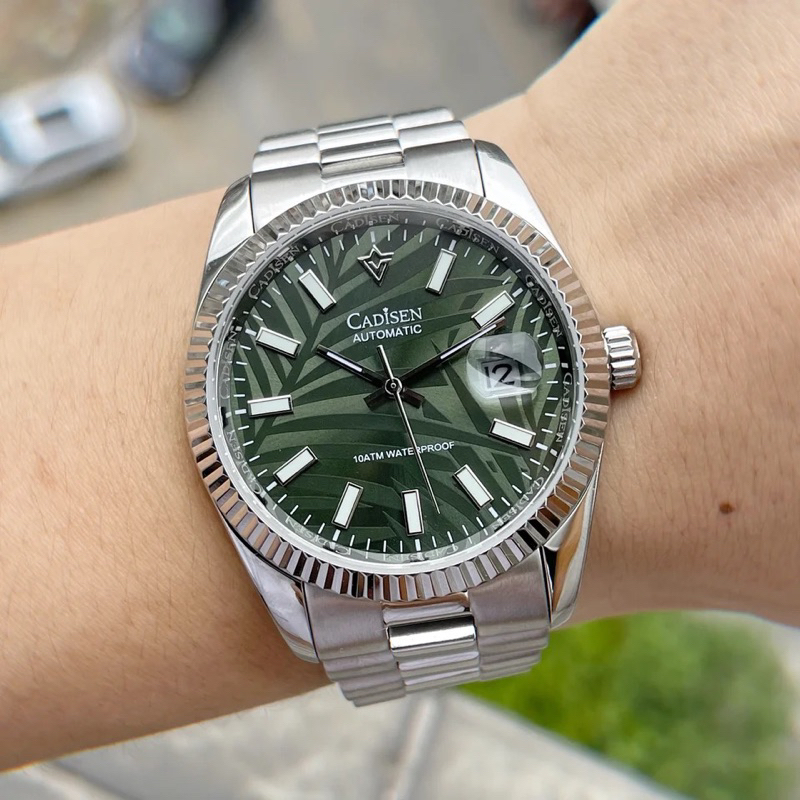 Cadisen Datejust Olive Green Palm Dial Jam Tangan Automatic Homage
