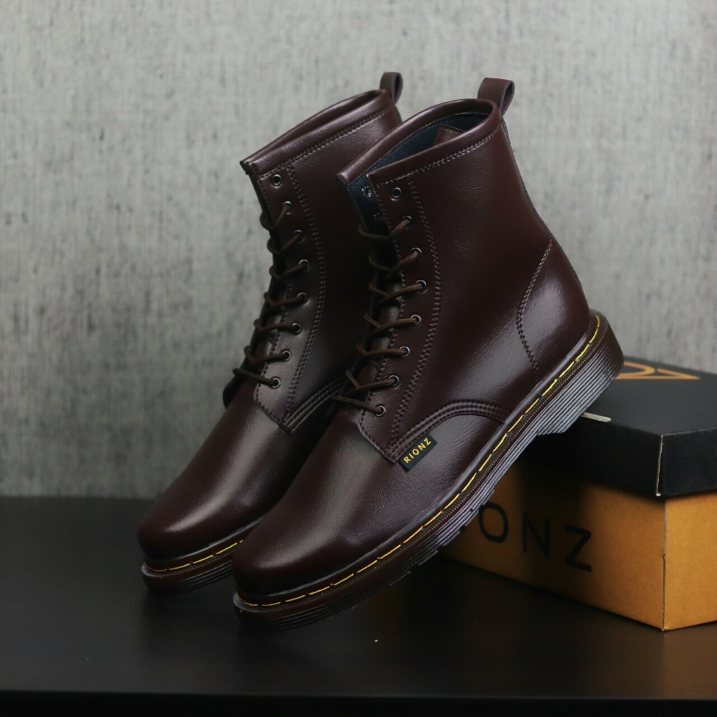 RIONZ X PARGAS - Sepatu Boots Pria Kasual Boot Formal Kantor Cowok Hitam Coklat Kerja Gaya Kekinian Fashion Terlaris Terbaru Murah