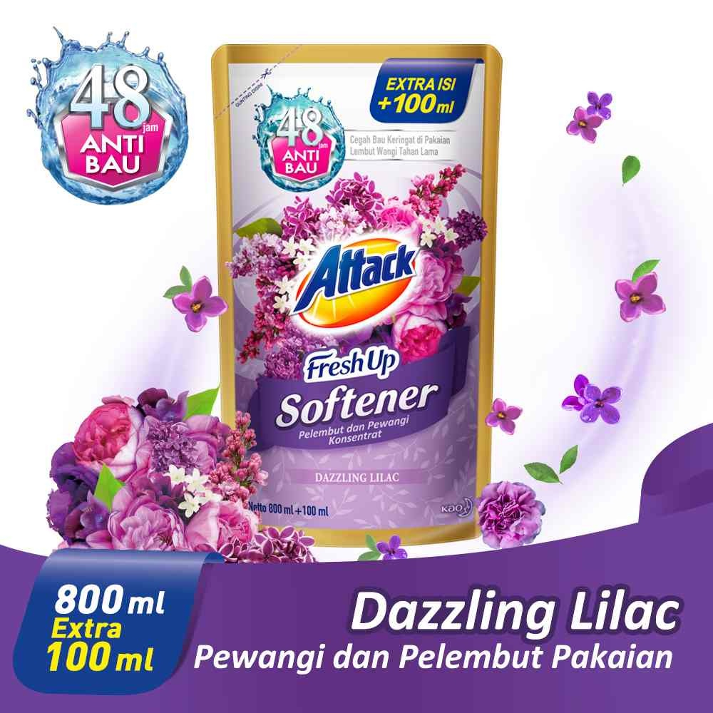 Attack Softener Fresh Up Pewangi Pelembut Pakaian Dazzling Lilac 900mL