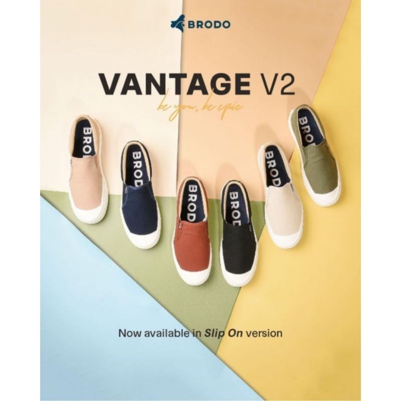 (100% ORIGINAL) BRODO VANTAGE V.2 SLIP ON SEPATU SNEAKERS SELOP AESTHETIC TUMBLR PREMIUM