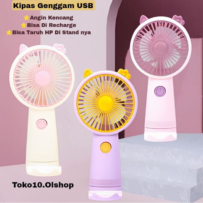 Kipas Genggam Angin Mini Karakter Fan Lucu Handheld USB Rechargeable ⭐ Toko10 ⭐