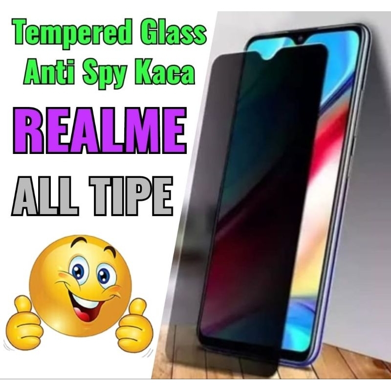 Anti Spy Kaca Tempered Glass Anti-Spy Privacy Realme All Tipe / Pelindung Layar Handphone Realme Privacy Anti Spy / Bahan Pengaman Layar Handphone Tempered Kaca Privacy Anti-Spy / Tempered Glass Privacy Anti Spy REALME ALL TIPE / TG GLASS Anti-Spy REALME