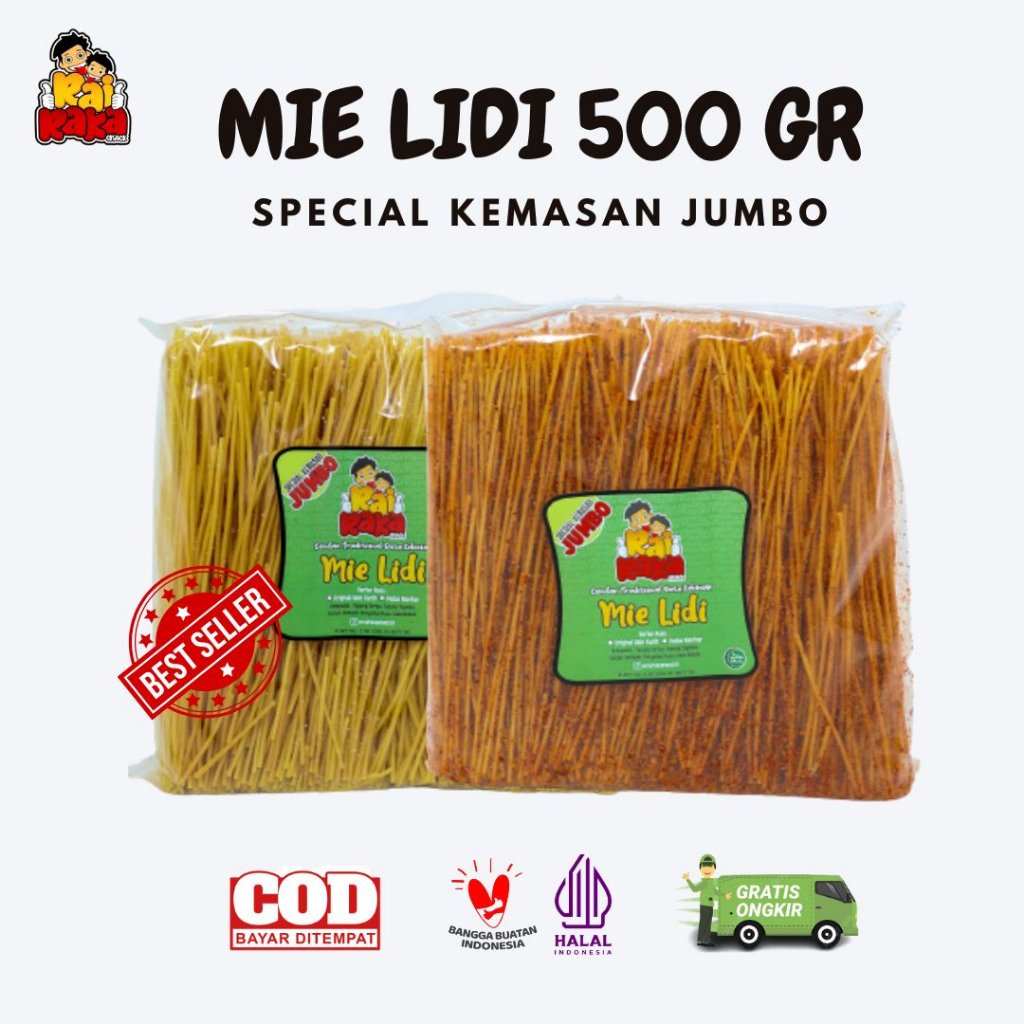 

MIE LIDI RAIRAKA 500 GRAM, Enak Kriuk Pedas Gurih Bikin Nagih !!!