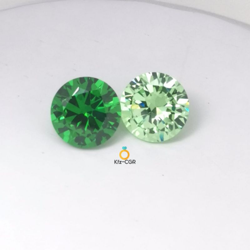 Permata Green Color Apple Green Hijau Muda Round Bulat Cubic Zirconia