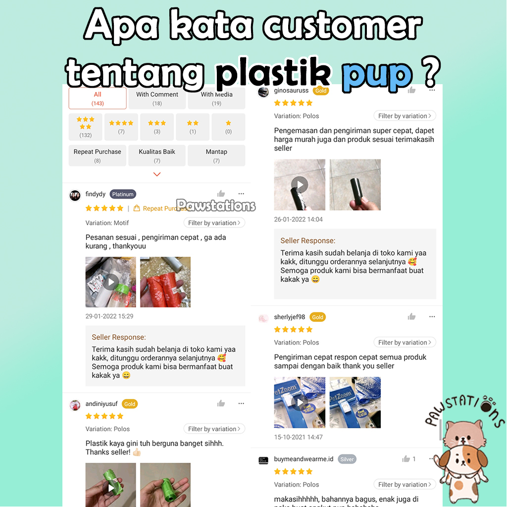 Beli 10 Gratis 1 Plastik Kotoran Kucing dan Anjing Plastik Kotoran Hewan Pet Poop Bag