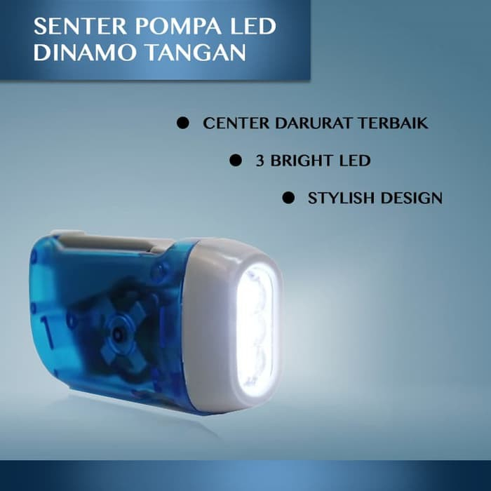 Senter Pompa Tangan LED Tanpa Baterai | Lampu Penerangan Darurat untuk Camping Memancing | Hand Press Emergency Flashlight No Battery