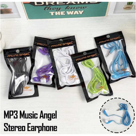 Headset Wired Music Angel Non Mic Earphone Super Bass Handsfree Kabel Stereo Jack 3.5mm