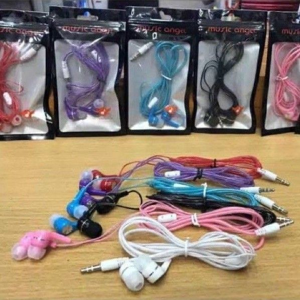 Headset Wired Music Angel Non Mic Earphone Super Bass Handsfree Kabel Stereo Jack 3.5mm