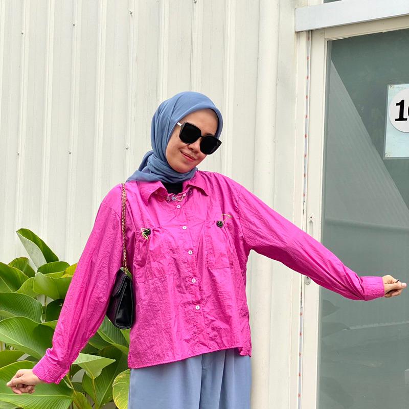 Yumna Nylon Shirt | Kemeja Nylon | Kemeja Parasut | Kemeja Oversize