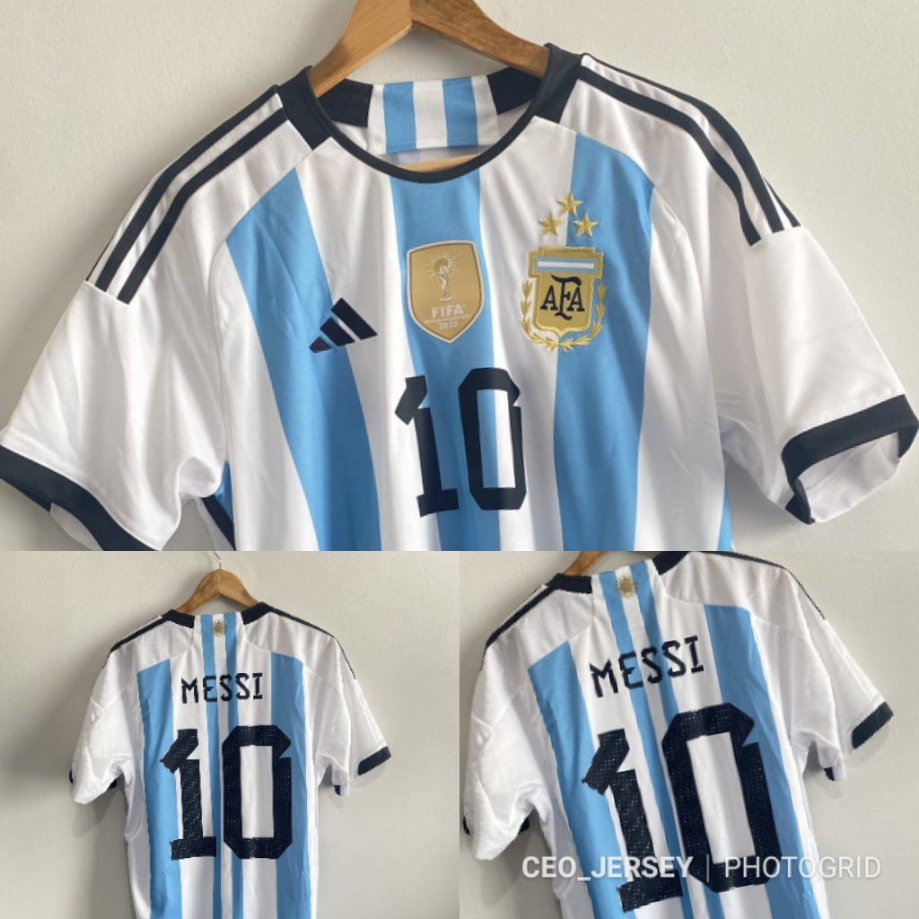 Baju Bola Argentina Home Juara Dunia 2022 grade ori