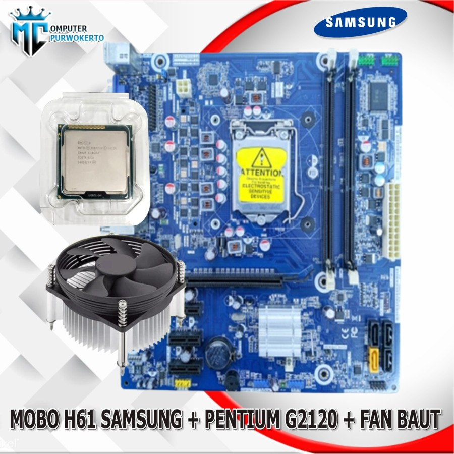 Mainboard Mobo LGA 1155 H61 OEM + Processor Pentium G2120/G2130 + Fan