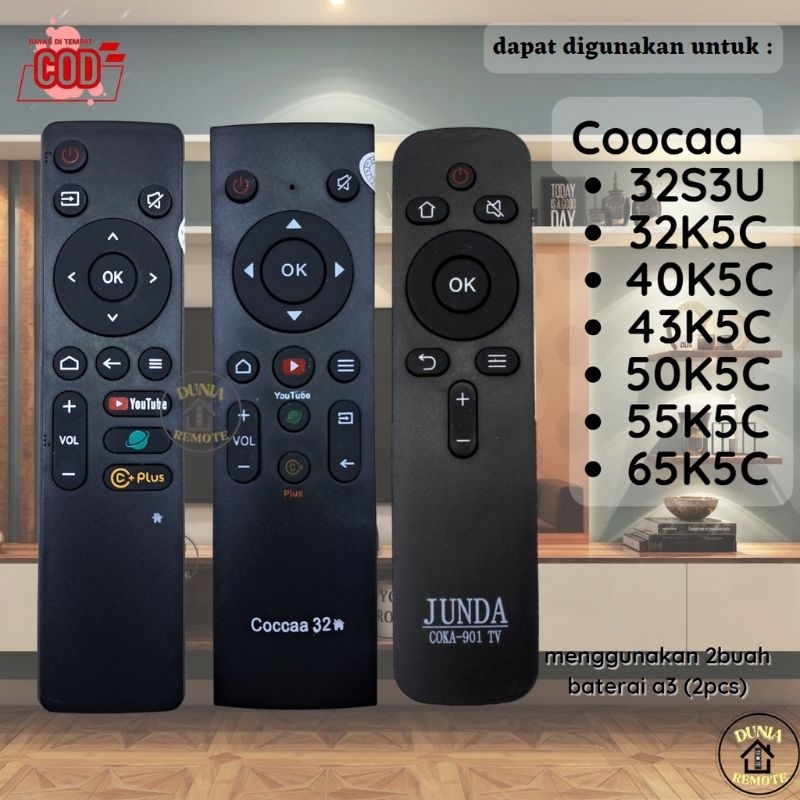 REMOTE TV COCOA SERIES ANDROID DIGITAL SMART TV COOCAA YOUTUBE 32 32S3U