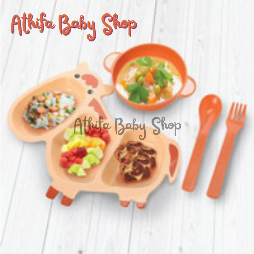 Set Tempat Makan Bayi Baby Safe Feding Set Karakter MPASI Bayi Set Peralatan Makan Bayi FS801 FS802