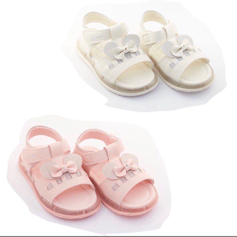 Sepatu Anak Dans - Kaisa Pink & White ( Baby Led )