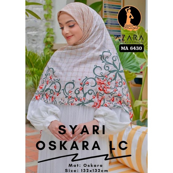 HIJAB SEGI EMPAT JUMBO SYARI MOTIF VOAL AZARA OSKARA LC LASER CUT TIDAK LICIN 130 X 130 RANDOM KERUDUNG