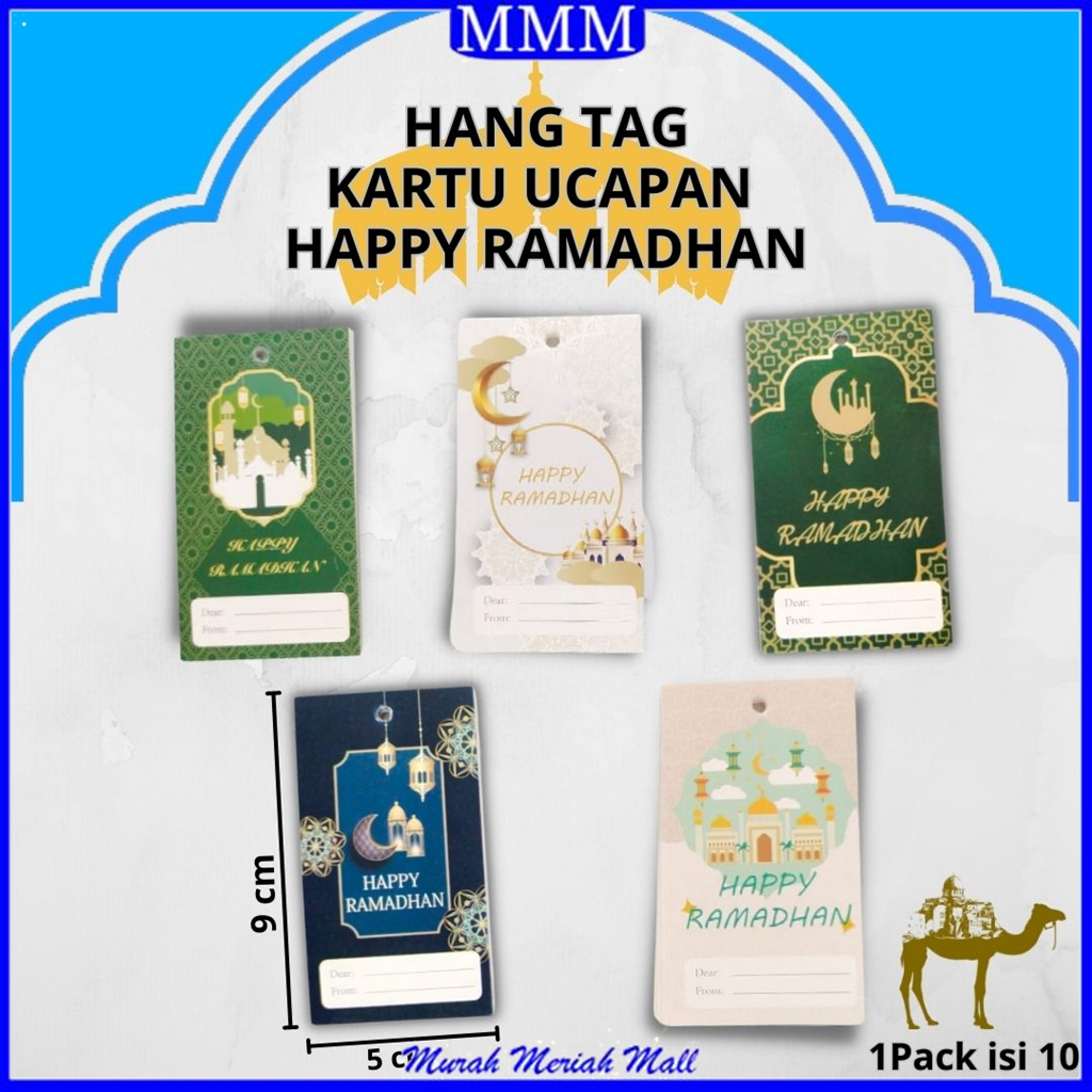 MMM Kartu Ucapan Happy Ramadhan Isi 10 Pcs Gantungan Ucapan Ramadhan Idul Fitri 10Pcs Hangtag Ramadhon Eid Mubarak 1Pack Hang Tag Murah