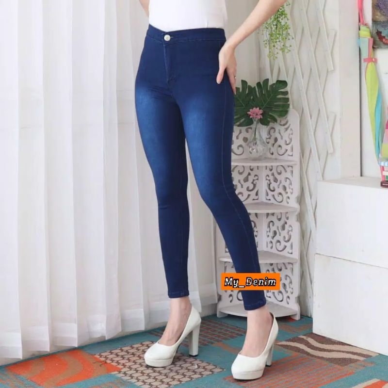 CELANA HIGHWAIST JEANS POLOS WANITA