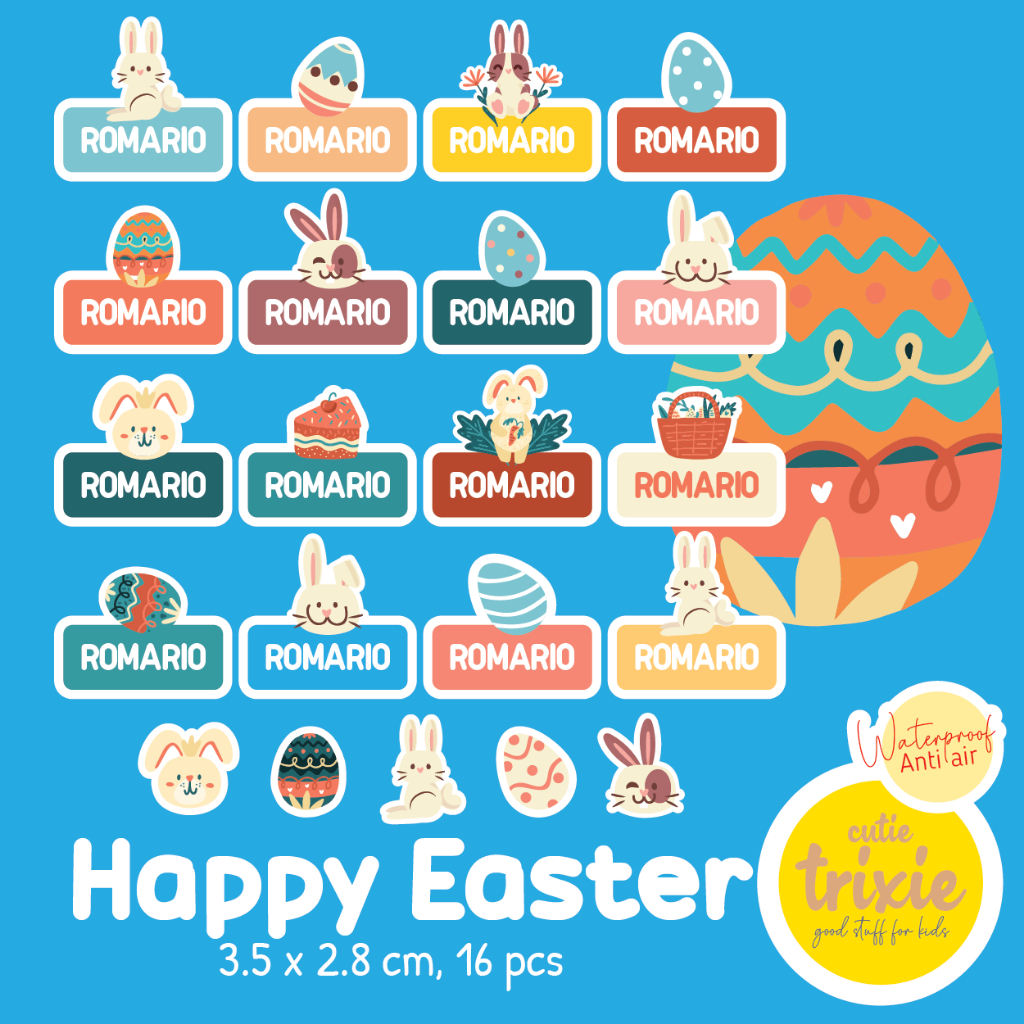 

STICKER LABEL NAMA ANAK WATERPROOF EASTER / PASKAH compact