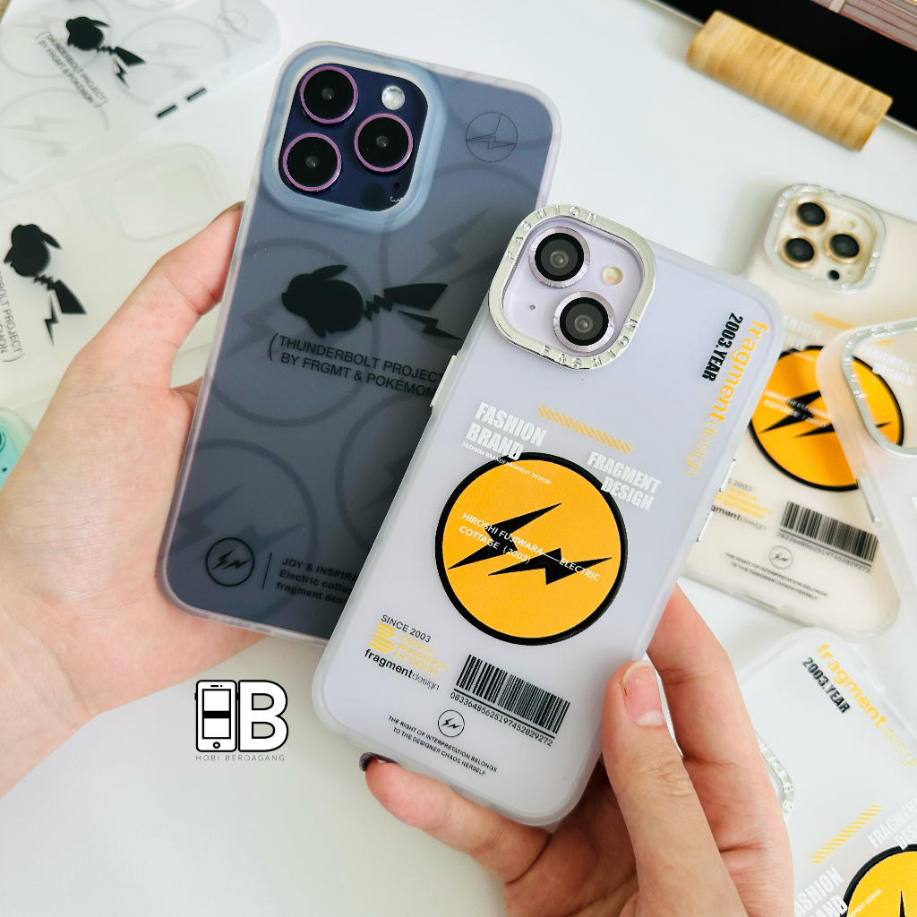 Fragment Design Casing Pokemon Petir Thunderbolt Pikachu Matte Case iPhone X XR XS 11 12 13 14 PRO MAX