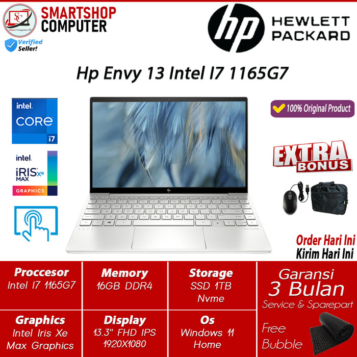 Hp Envy 13 Intel I7 1165G7 16GB 1TB Ssd IRIS XE 13.3 FHD Touch Ips Win11