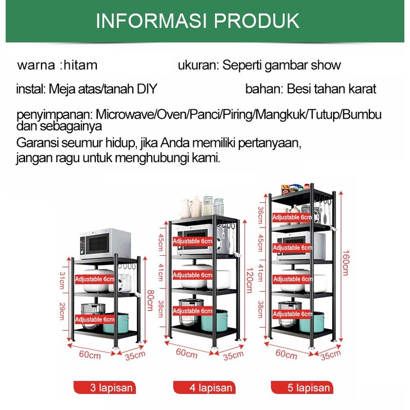 Rak Microwave Susun Rak Dapur Minimalis Rak Oven Penyimpanan Serbaguna Multi-Lapisan