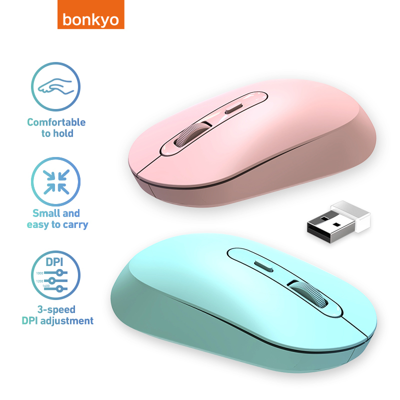 Bonkyo Mouse Wireless Optical 1000-1600 DPI 2.4Ghz USB Receiver