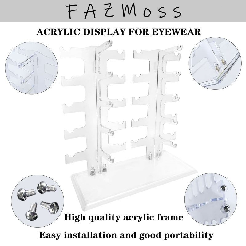 Rak Pajangan Kacamata Acrylic Rak Kacamata Display Stand Sun Glasess Holder Untuk 10 Kacamata Mika