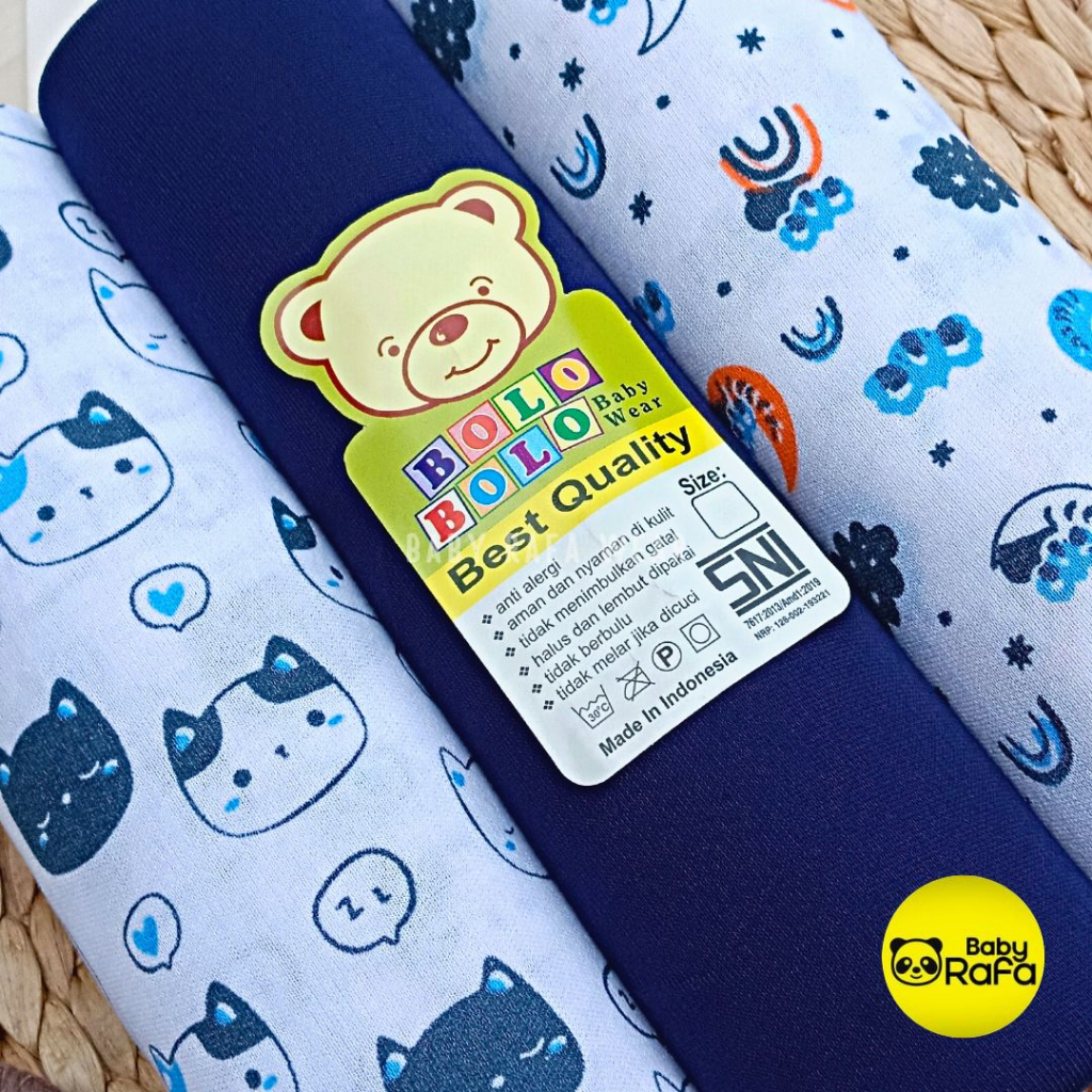 Serian Navy - 3 pcs Bedong Bayi Bahan Kaos NAVY SERIES 110 x 90 cm Merk SNI Bolo - Bolo