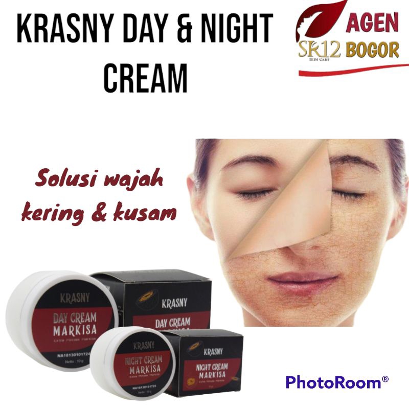 Krasny Day & night cream SR12 - krim siang malam untuk wajah kering kusam Cream penghilang komedo fl