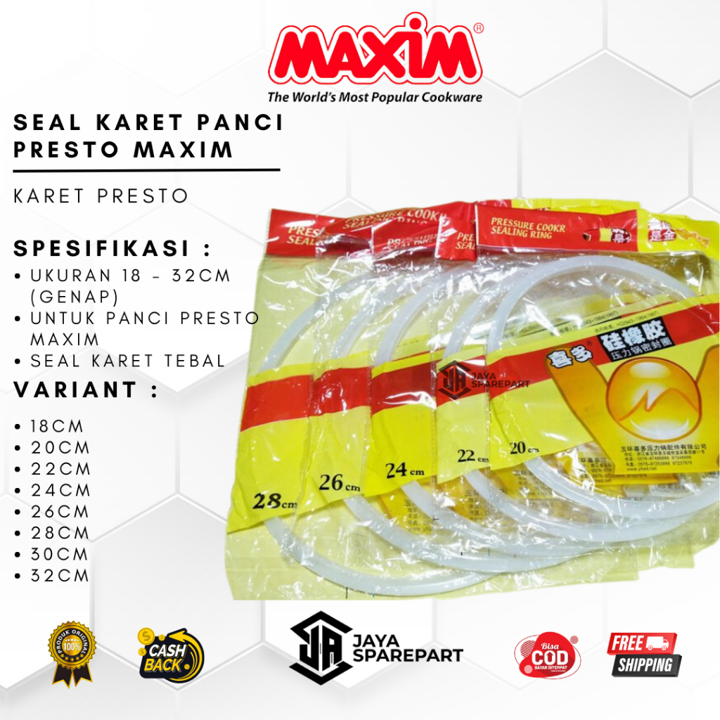 SEAL KARET PRESTO PANCI PRESSURE COOKER 18 20 22 24 26 28 30 32 CM 3 - 16 LITER Karya JAya Sparepart