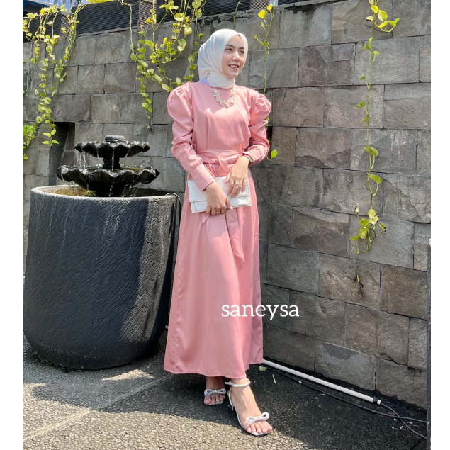 Arabella Silk Dress Satin - Dress Kondangan - Gamis Kondangan - Outfit Kondangan - Gamis Lebaran - Dress Korean Style - Dress Pesta - Dress Wanita