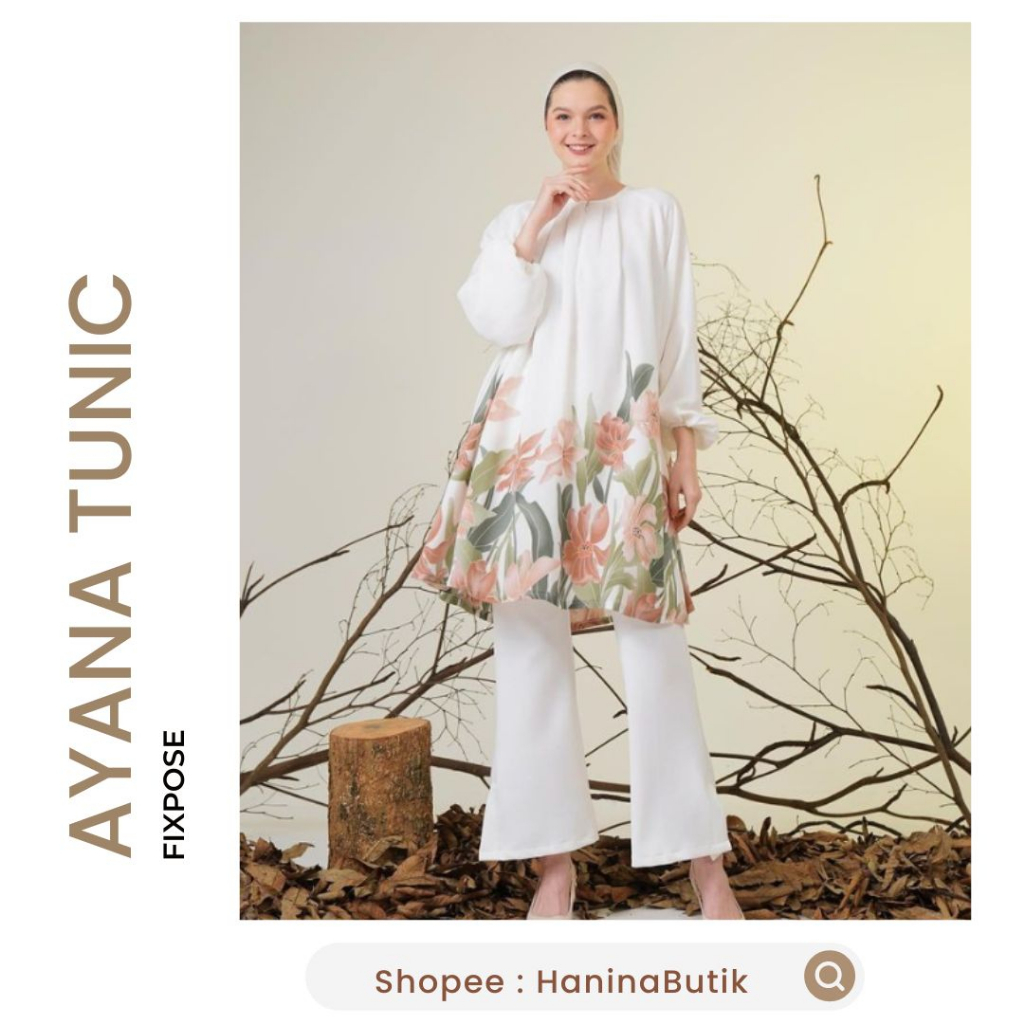 (𝗦𝗜𝗔𝗣 𝗞𝗜𝗥𝗜𝗠) AYANA TUNIC TUNIK BROKEN WHITE by FIXPOSE | TUNIK LEBARAN RAYA SERIES FIXPOSE