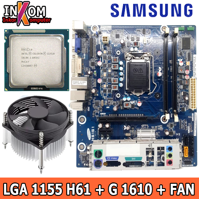 Mainboard Mobo Motherboard Oem LGA 1155 H61 + G1610 + Fan