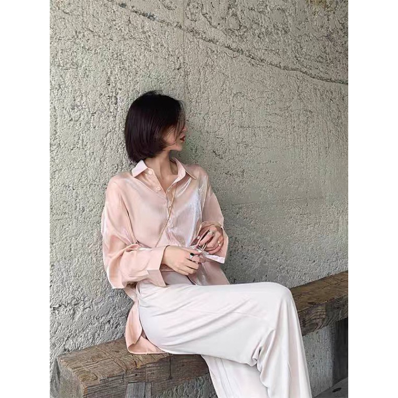 Glamyn Blouse / Baju Kemeja Shimmer Atasan Import