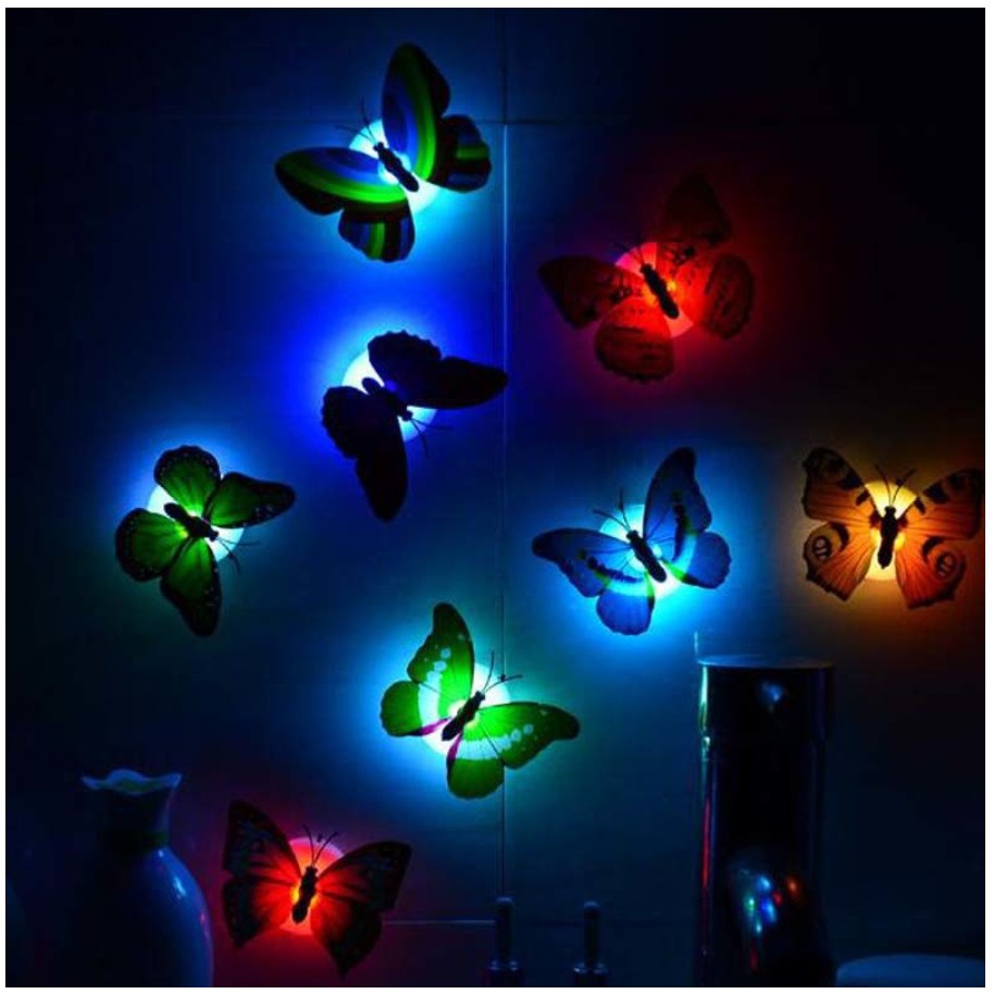 Kupu Kupu LED Tumblr Bercahaya / Dekorasi Butterfly Lampu Hias Berubah 7 Warna Souvenir Pernikahan