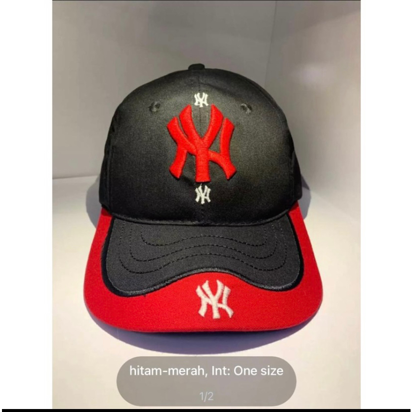 New York Yankees Topi Baseball NY Cap Casual Sport Pria Wanita-Hitam merah NY