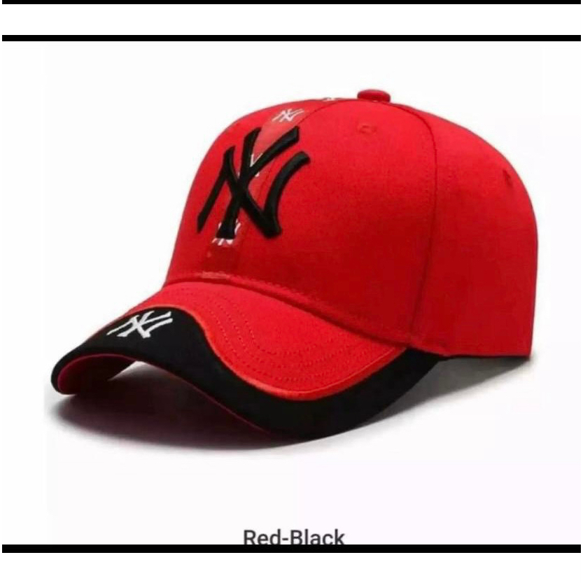 New York Yankees Topi Baseball NY Cap Casual Sport Pria Wanita-Merah hitam NY